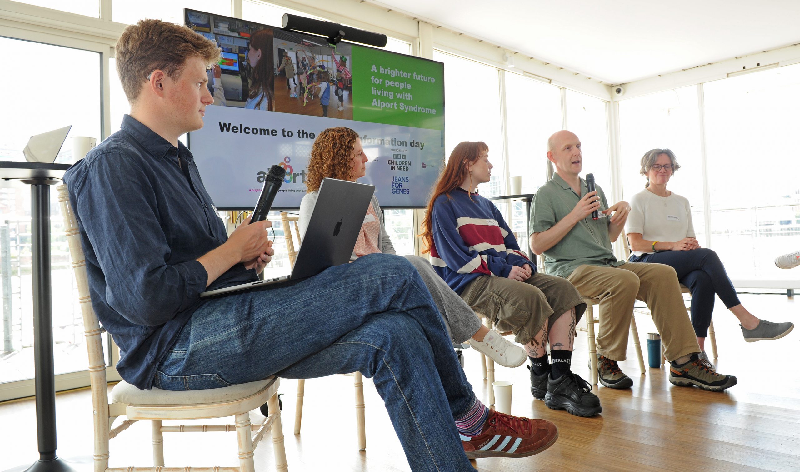Panel discussion at the Alport UK Information Day on 4 July 2026, featuring members of the Alport Research Hub and people living with Alport sharing their experiences.